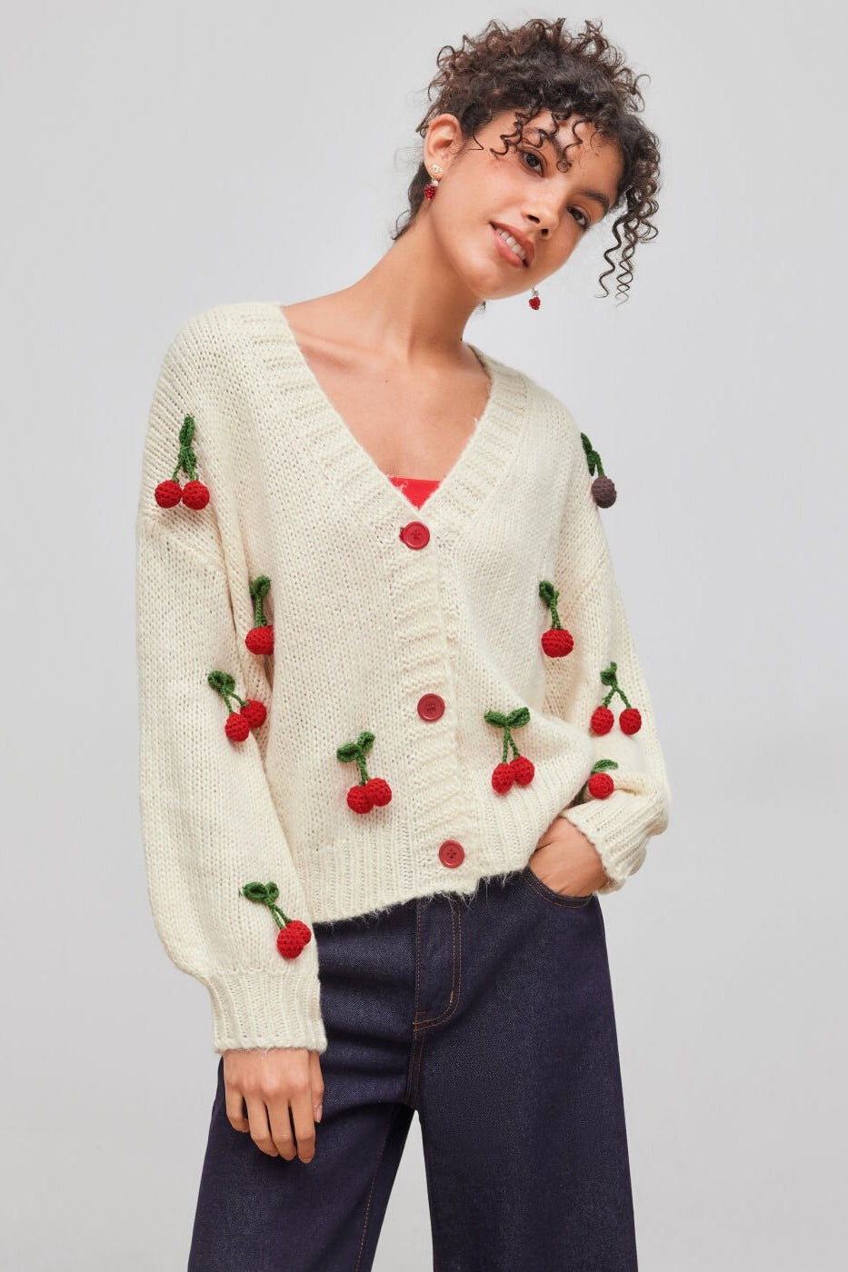 Vellora Cherry Charm Cardigan