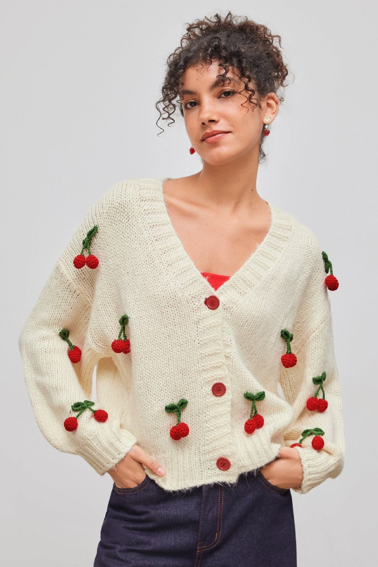 Vellora Cherry Charm Cardigan