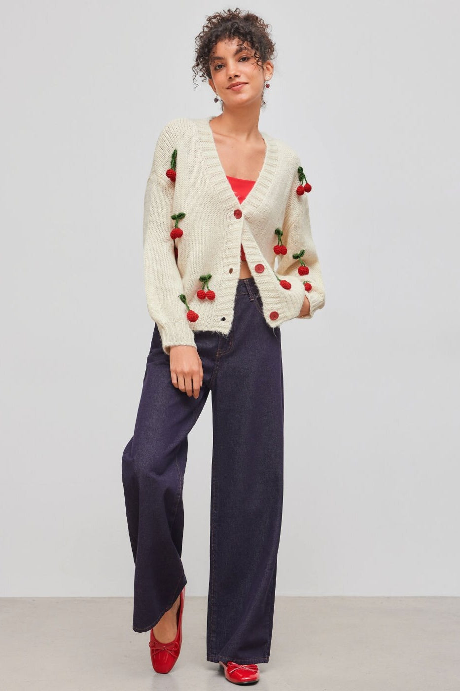 Vellora Cherry Charm Cardigan