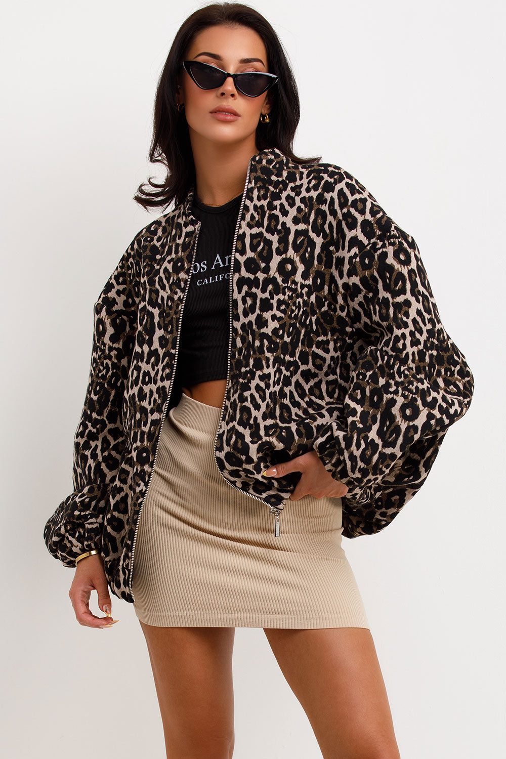 Vellora Retro Leopard Print Manteau