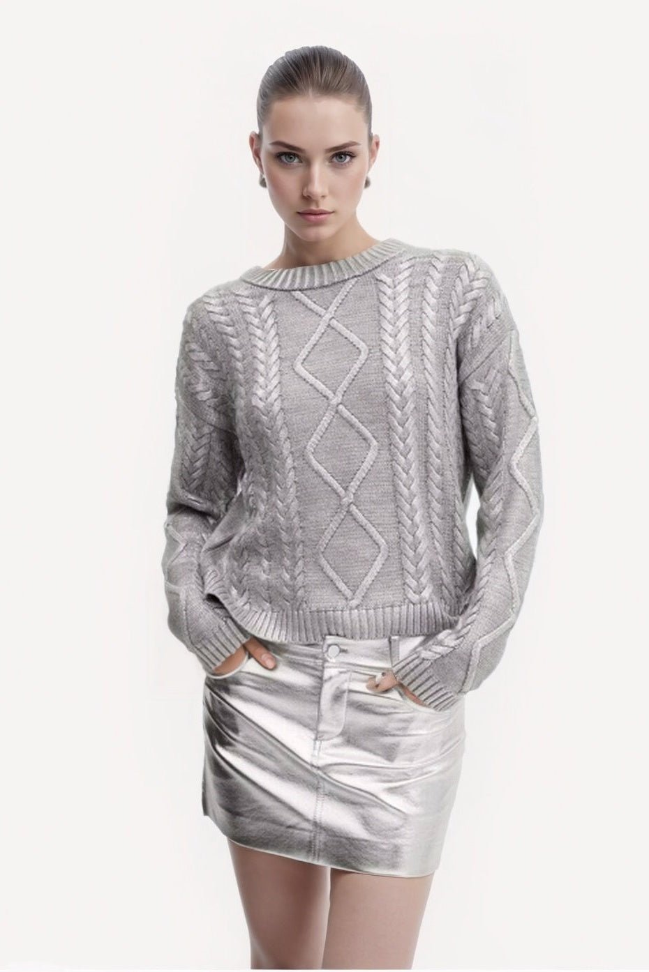 Vellora Glam Foil Knit Top